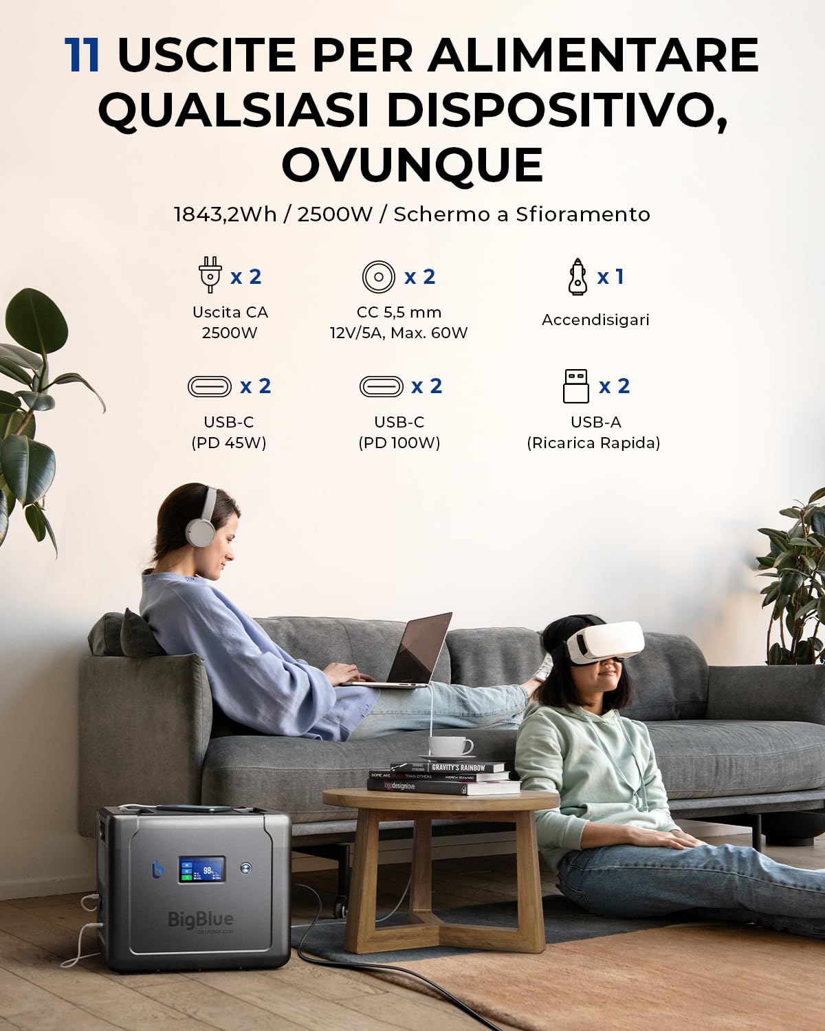 【10ms UPS】BigBlue Centrale Elettrica Portatile Batteria LiFeP04 da 1843Wh