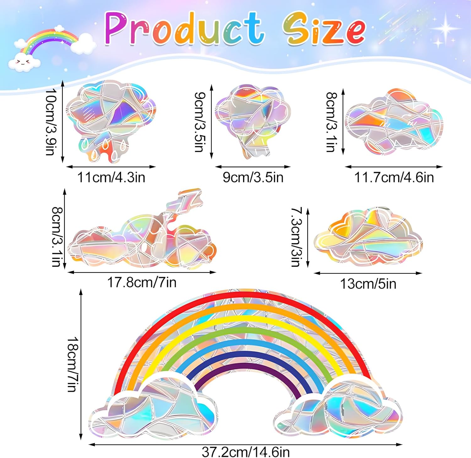 Rainbow Window Decoration Set, Suncatcher Sticker, Prism Window Sticker, Rainbow Window Film, Anti-Collision, Sun Catcher Sticker for Glass Panes, Glass Doors
