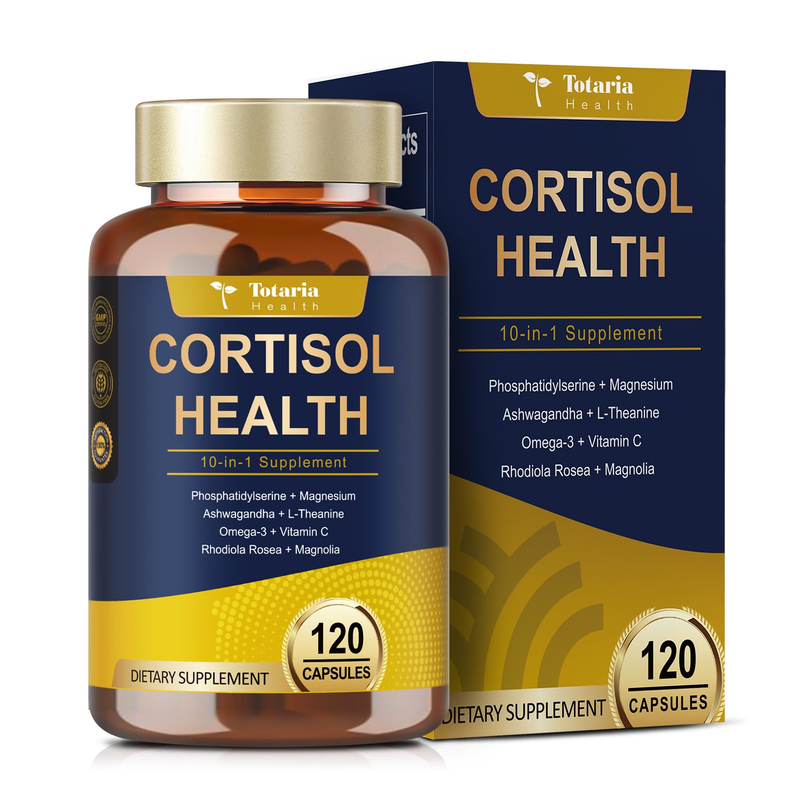 Cortisol Supplement with Ashwagandha,Magnesium,Rhodiola Rosea,L Theanine,Hormone Balance for Women 120 Vegan Capsules (Pack of 1)