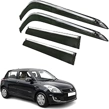 CAR SAAZ® Side Door Visors for Swift (2011-2017) (Set of 4Pcs) | Chrome Lined Rain Guards, Smoke Finish, Polycarbonate Wind Deflector
