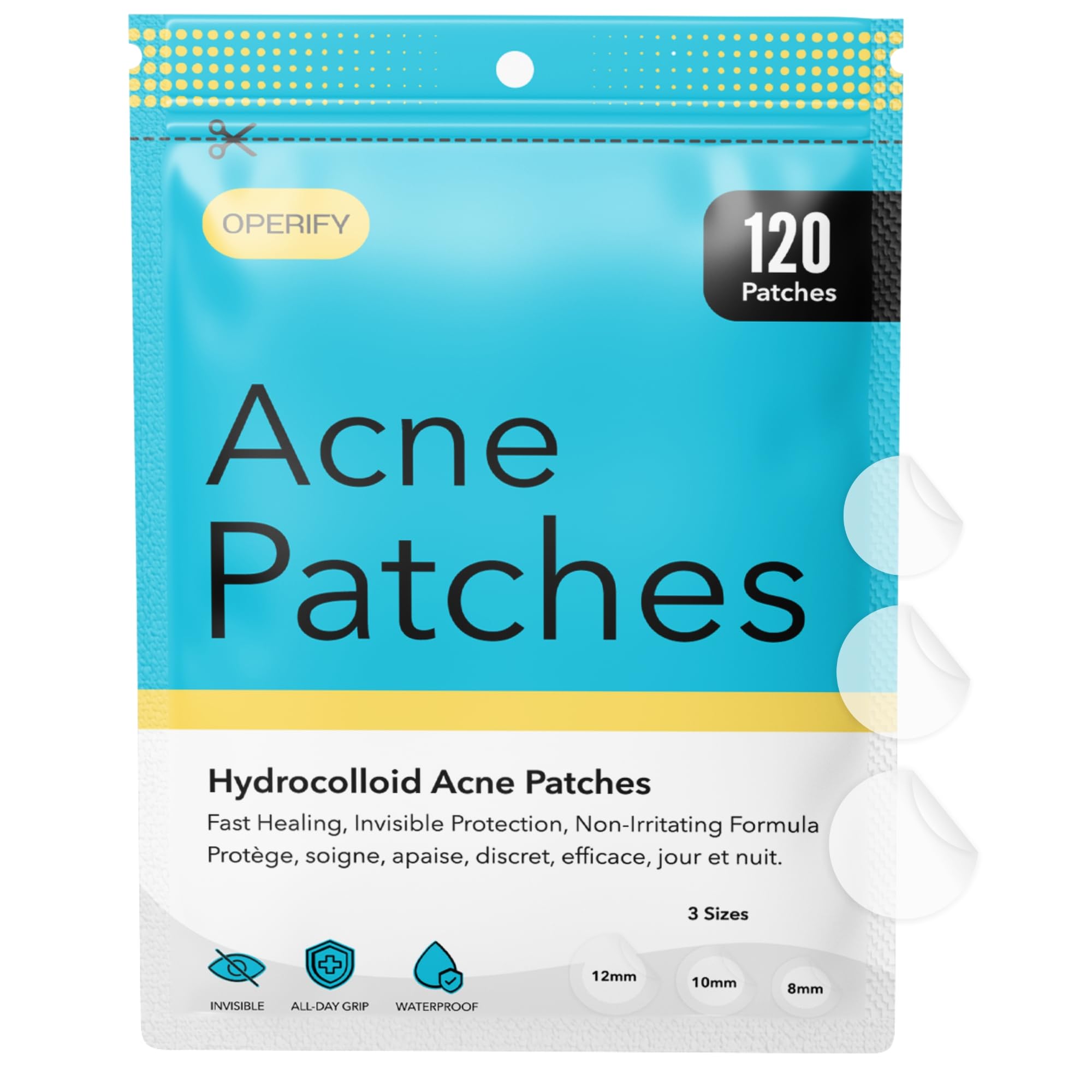 OPERIFY Acne Patches, (Pack of 72) Translucent Hydrocolloid Pimple Patch Spot Treatment Stickers for Face and Body - Image 2