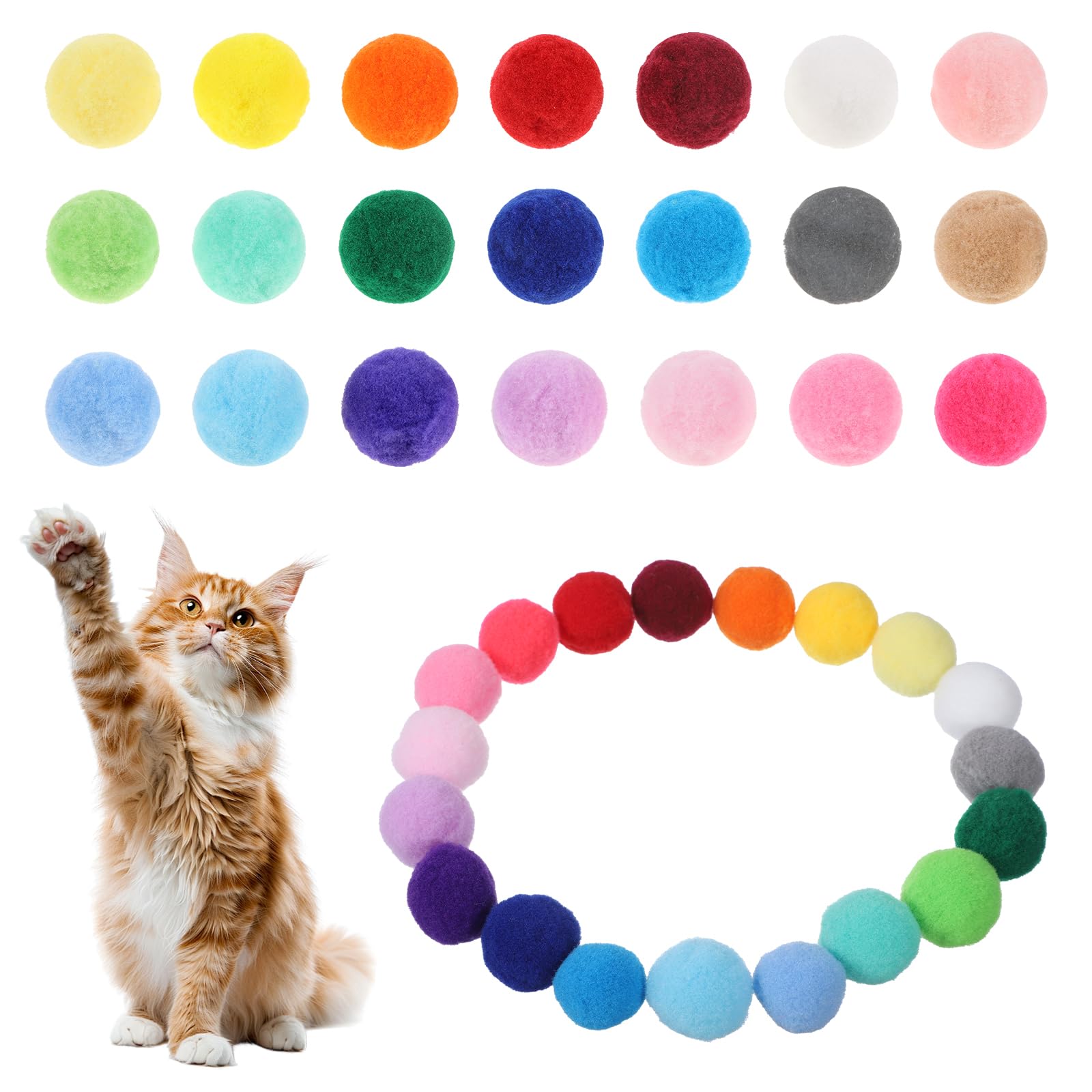Photo 1 of Zyghjort 80-Piece Cat Pom Pom Balls, 1 Inch Colorful