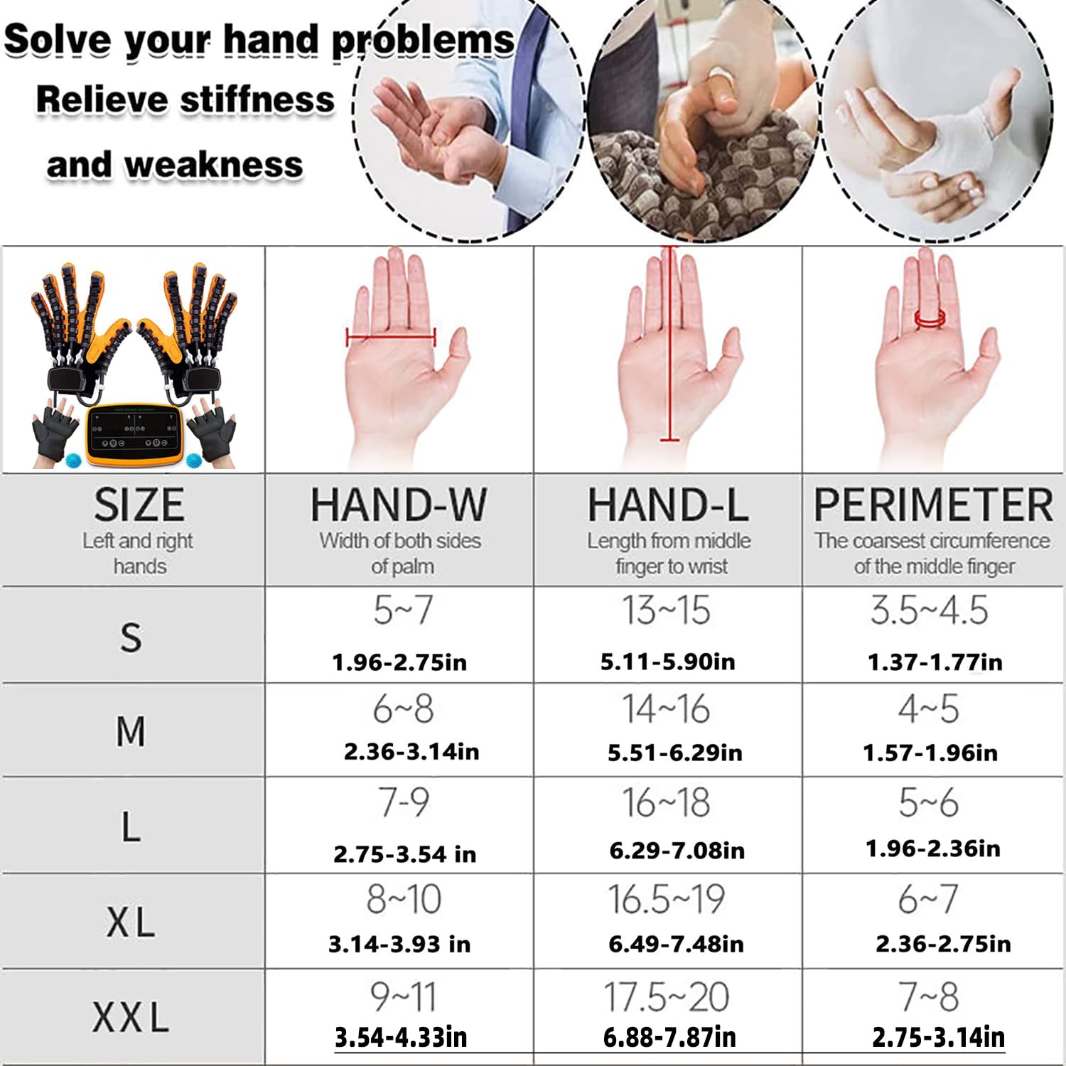 Guante De Robot De RehabilitacióN Modo De Dos Manos, Para Ejercicios De Dedos Ayudan Con El Entrenamiento De ExtensióN De Dedos, Entrenamiento De Manos Guante FéRula Para Dedo-Left and Right Hand||XL