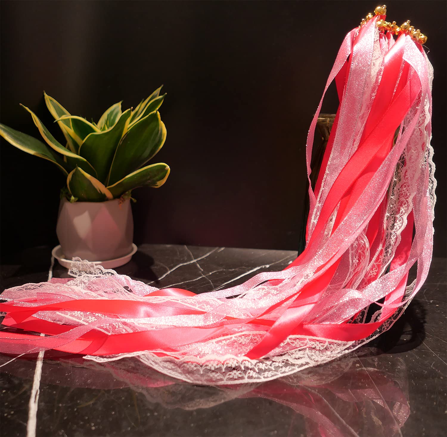Wedding Wands,Hochzeitsstäbe mit Bändern und Glöckchen für Feier,100 Stück | Romantischer Zauberstab als Hochzeitsdeko für Hochzeit,Party,Geburtstag,Fotoshooting und festliche Momente,Altrosa