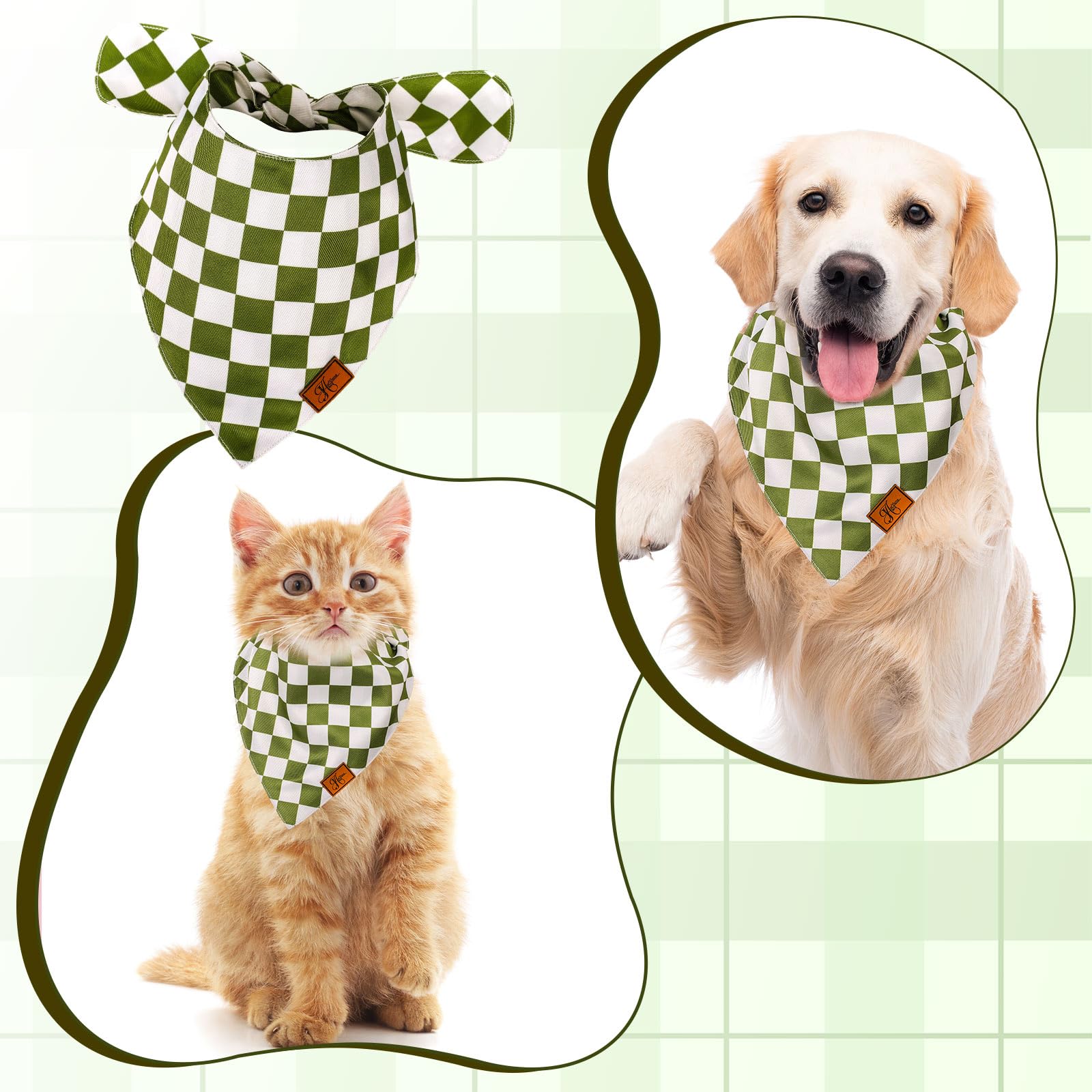 Kariertes Hundetuch Aus Weichem Polyester – Verstellbar Für Mittelgroße Hunde & Katzen, Perfekt Für Alltag & Fotos