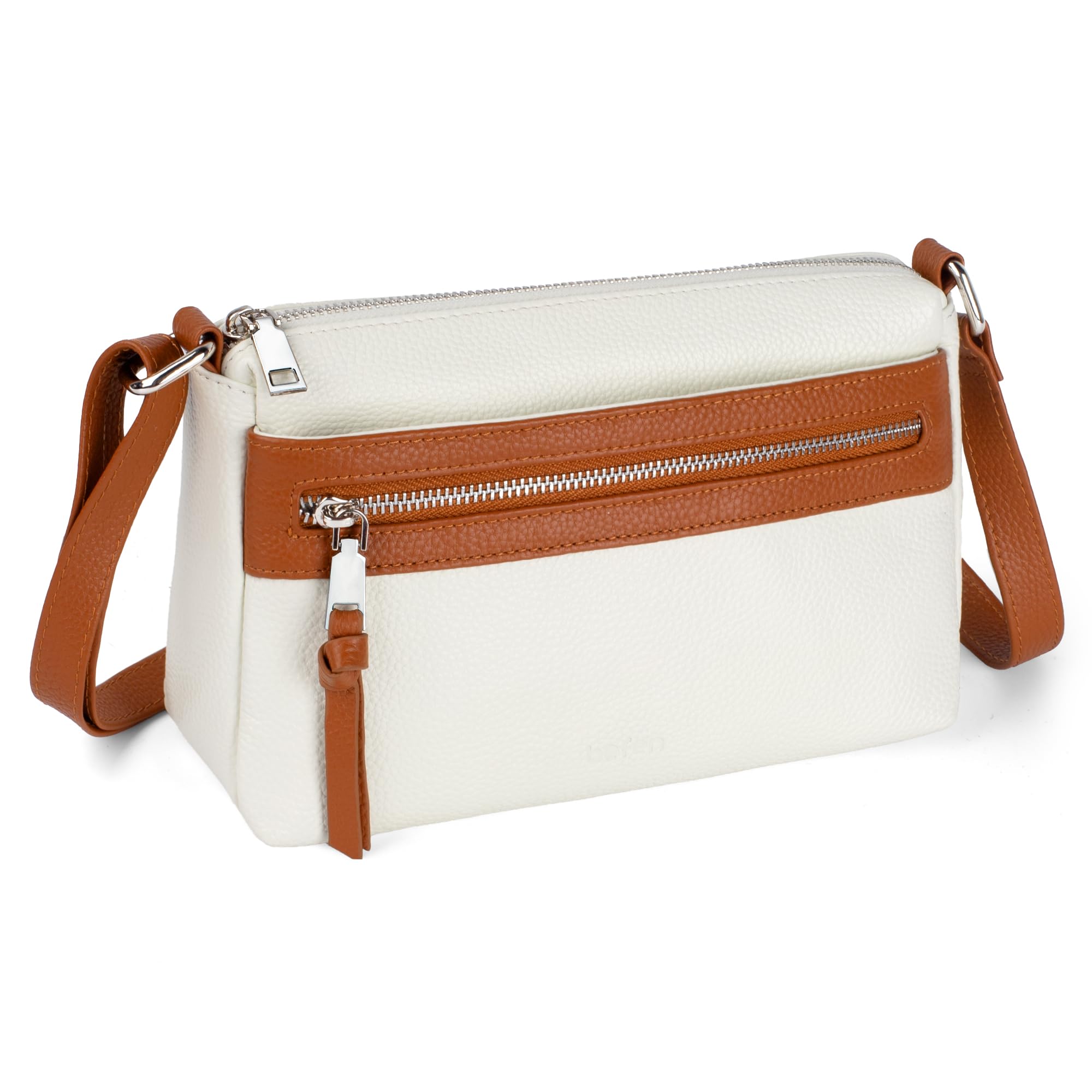 befen Small Genuine Leather Crossbody Purse Bags for Women, Multi Pockets Shoulder Handbag with RFID Blocking Card Slots