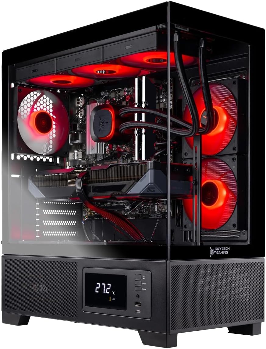Skytech Gaming Azure 3 Plus Gaming PC, AMD Ryzen 7 7700X 4.5GHz, NVIDIA RTX 5070 12GB, 1TB Gen4 NVMe SSD, 32GB DDR5 RAM 5600, 850W Gold ATX 3 PSU, 360 ARGB AIO, Wi-Fi, Win 11, Desktop