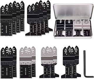 Ginsco 16 Pcs Universal Oscillating Multitool Saw Blades with 5mm Hex Key Allen for Wood Metal Plastic Compatible with DeWalt Bosch Makita Milwaukee Craftsman Dremel Rockwell Fein Porter-Cable Ridgid