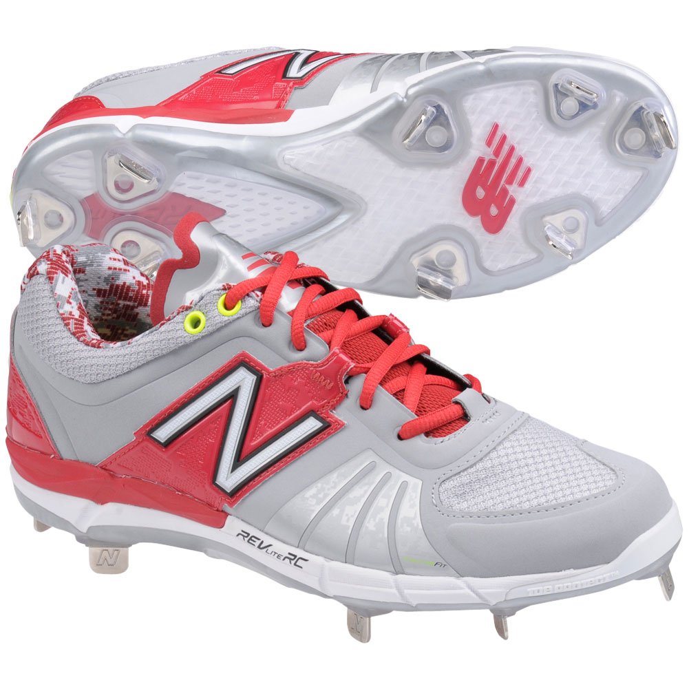 New Balance Mens 3000v2 Low Metal Baseball Cleats Grey Red