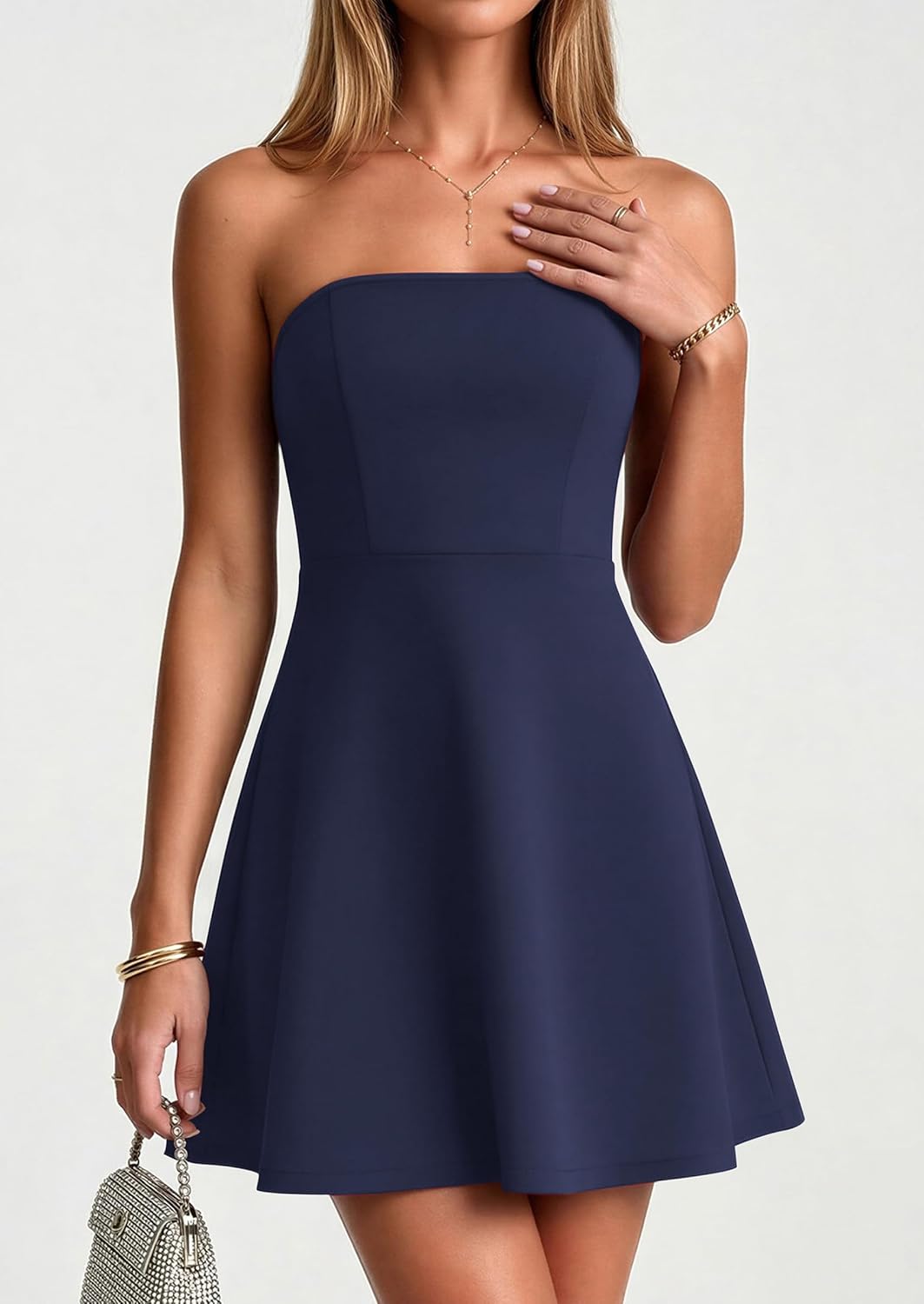 PRETTYGARDEN Women's Strapless Mini Summer Dress 2026 Spring A Line Tube Top Wedding Guest Cocktail Party Short Dresses - Image 4