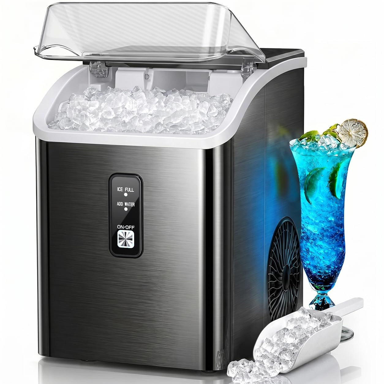 Photo 1 of ***FACTORY SEALED*** Antarctic Star Nugget Ice Maker Countertop with Soft Chewable Ice, Portable Sonic Ice Maker with Basket and Scoop, Removable Top Cover, Auto-Cleaning for Home/Party/RV/Camping (Stainless Steel Silver)