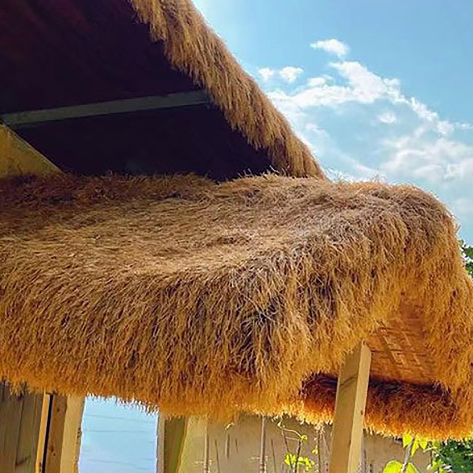 Rotolo Di Paglia Sintetica Tiki Per Tetto – 0,4x4 M, Colore Giallo, PE Impermeabile Per Decorazioni Bar E Giardino