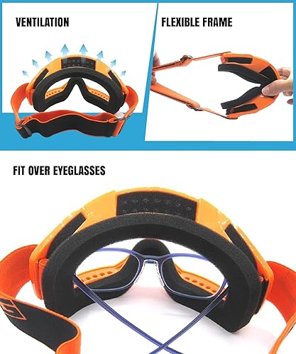 Miniatura 10 de CRG Sports gafas para carreras de motocross ATV, color naranja, T815-7-6 T815-7-6