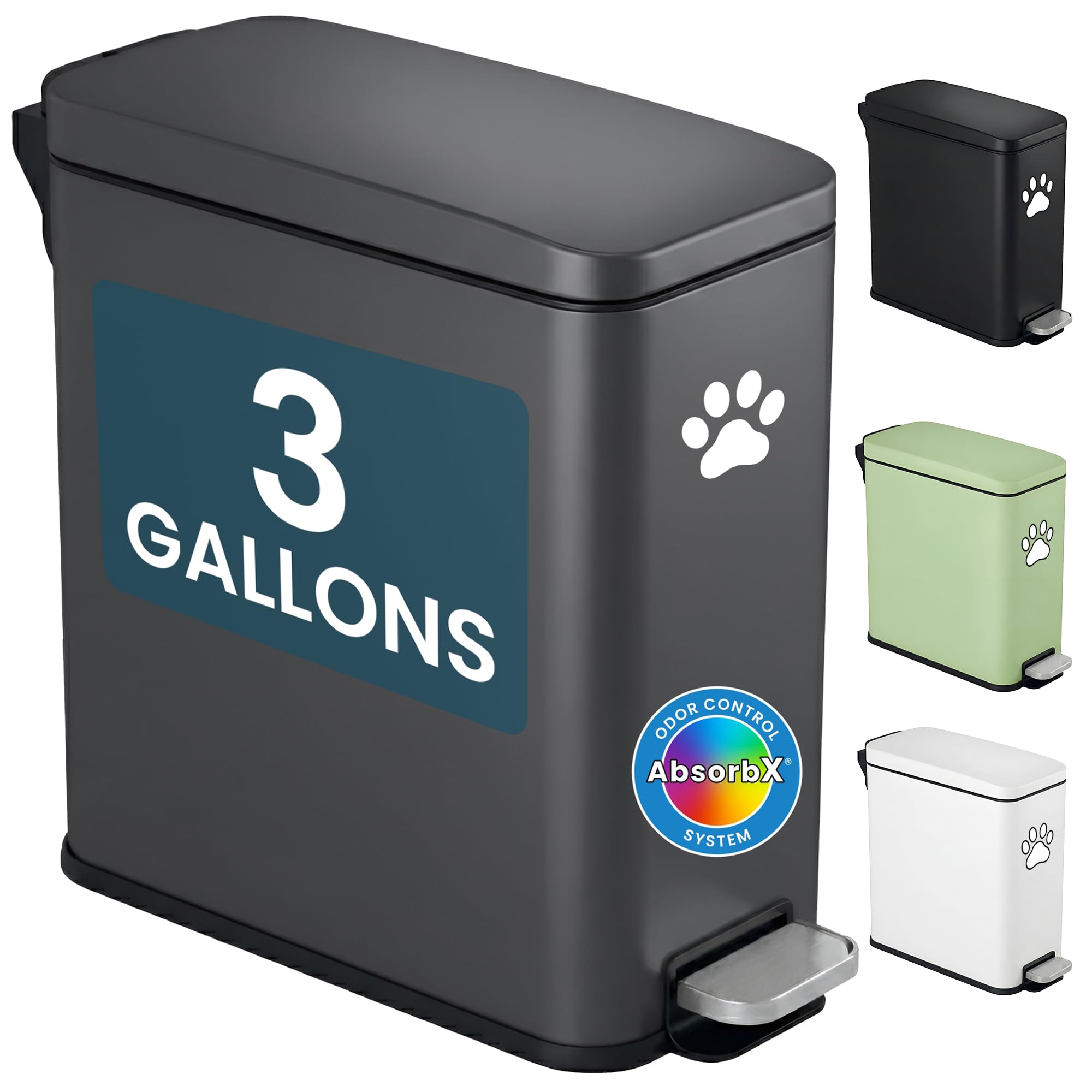 iTouchless 3 Gallon / 12 Liter Dog Poop Step Pedal Trash Can w/Odor Filter
