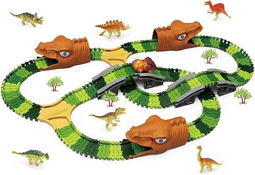 Miniatura 1 de WISHTIME Juguete de pista de carreras de dinosaurio para niños 268 piezas Crea un paraíso de dinosaurios para amantes de los dinosaurios juego
