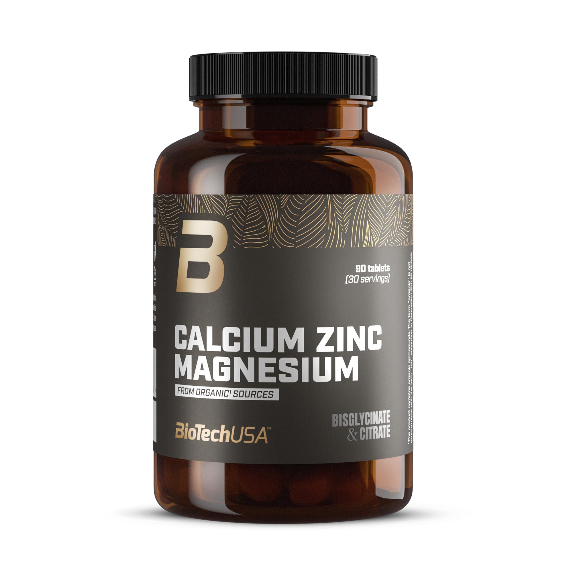 BioTechUSA Calcium Zinc Magnesium from Organic Sources | 4 Arten biologischer Mineralien | Synergistische Formel für Knochen, Muskeln, Nerven- und Immunsystem, 90 Tabletten