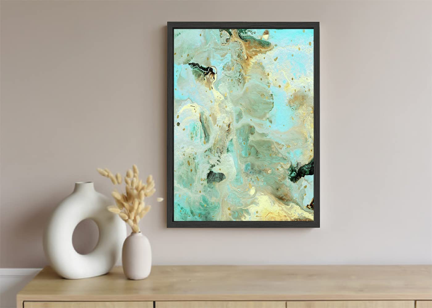 VERRE ART Printed Framed Canvas Painting for Home Decor Office Wall Studio Wall Living Room Decoration (10x14inch Black Floater) - Tranquil Escape