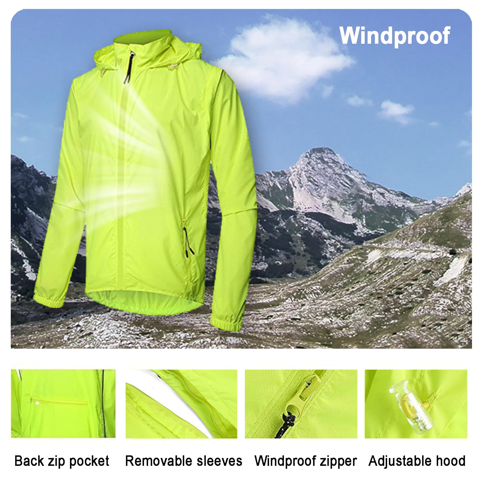 Chaqueta De Ciclismo para Hombre Invierno Térmico Ciclismo Jersey Impermeable A Prueba De Viento Bicicleta Running Tops Alta Visibilidad Chubasquero Softshell Abrigos,Green-3XL