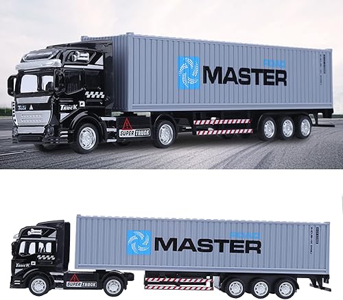 Miniatura 4 de Modelo de camión contenedor, 1: 48 Juguete de aleación Altamente Simulación Niños Coche Juguetes Vehículo (Gris)