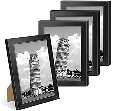 إطار صور، مجموعة من 4 إطارات صور جدارية من بلاستيك بي سي في، إطار اسود مع زجاج اكريليك لتزيين الحائط من ناسيال، مقاس 10 × 15 سم