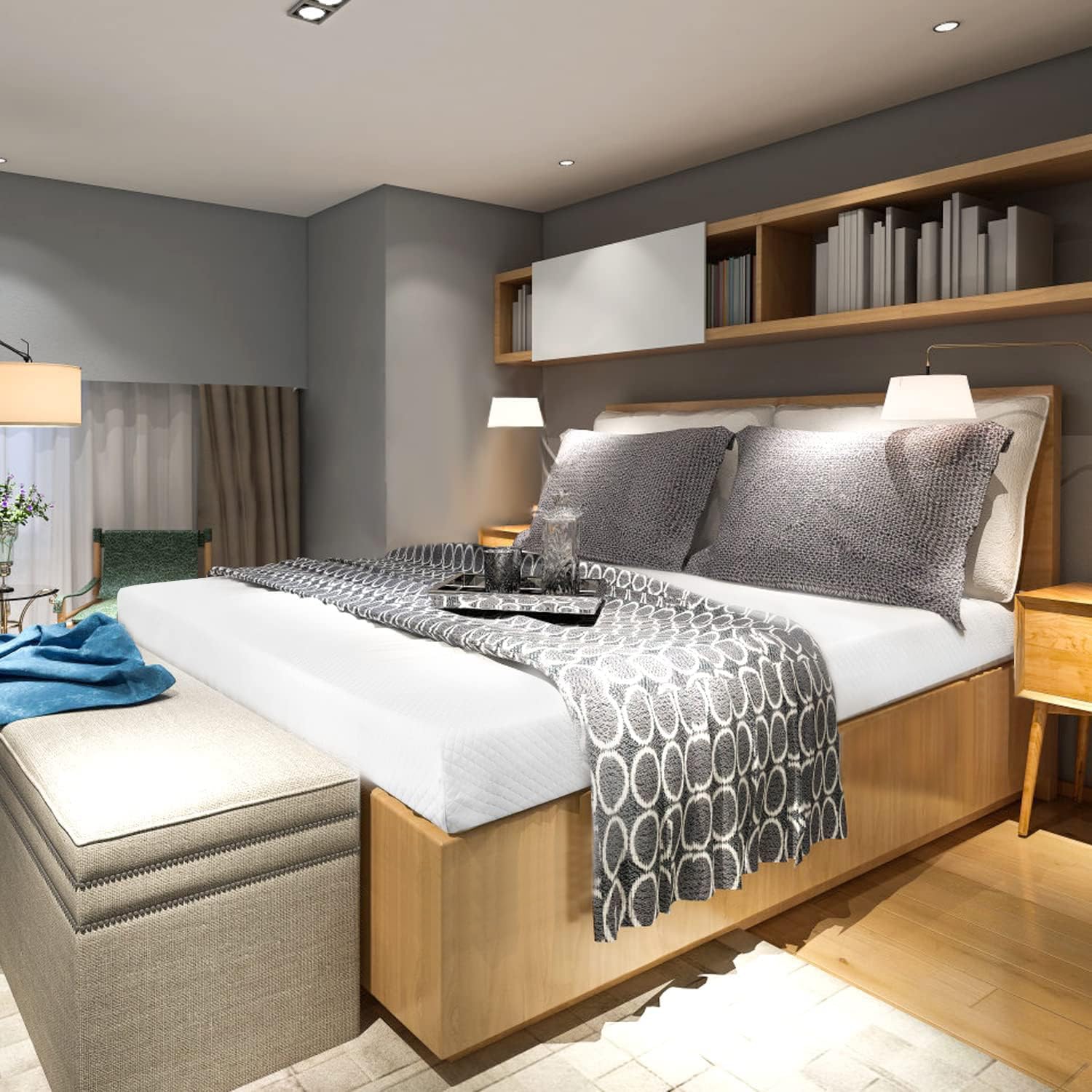 NChanmar 5 Inch King Gel Memory Foam Mattress Pressure Relieving, Cooling Gel Foam, CertiPUR-US Certified, Bed-in-a-Box, Pressure Relieving, White