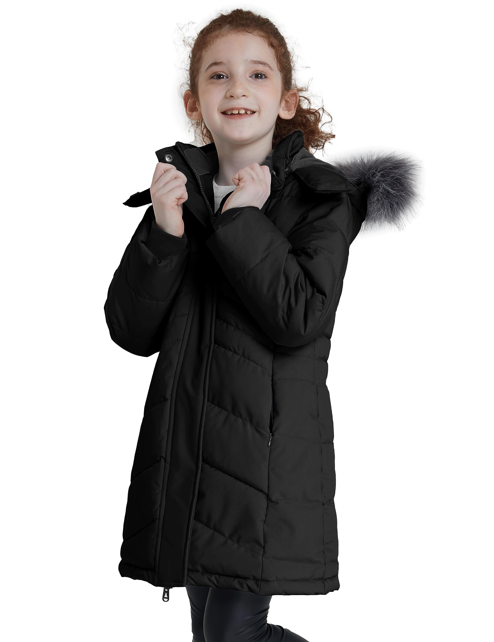 ZSHOW Abrigo de Invierno para Niña Parka Larga Impermeable Chaqueta Acolchada Capucha Chaqueta Gruesa Cálida
