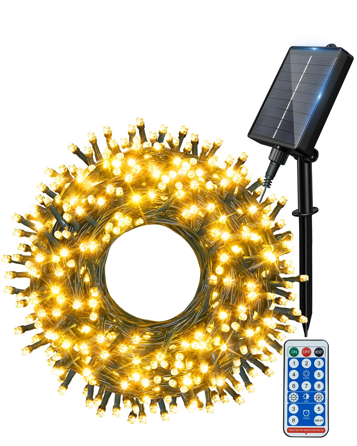 Ollny Solar Lights Outdoor Garden 40m 400 LEDs Fairy Light, Waterproof Warm White String with 8 Modes Large Capacity, Outside Decorative Lighting for Tree Fence Gazebo Patio Camping Decorations