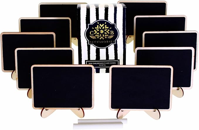 CB Accessories Mini Chalkboard Place Card Signs with Easel Stand and Chalk for Catering Supplies, Food Labels, Party Decorations, Table Numbers for Wedding and Chalk Board Markers (10 Sets): Buy Online at Best Price in UAE