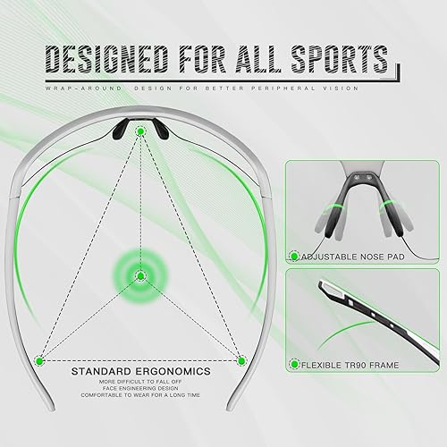 Miniatura 4 de KAPVOE Gafas de sol fotocromáticas para hombres y mujeres, gafas de sol deportivas, ciclismo, correr, béisbol, golf, 100% protección UV