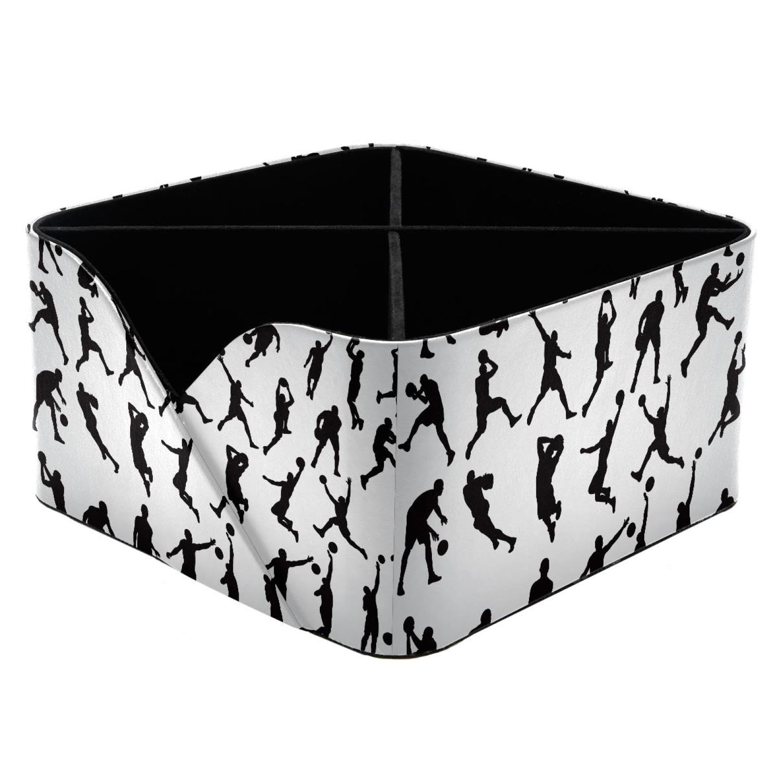 KengjuTesu Sport Basketball Players Pattern Desktop Organizer Pen Holder, Rectangular Pencil Cup for Office, Study and Makeup Stations