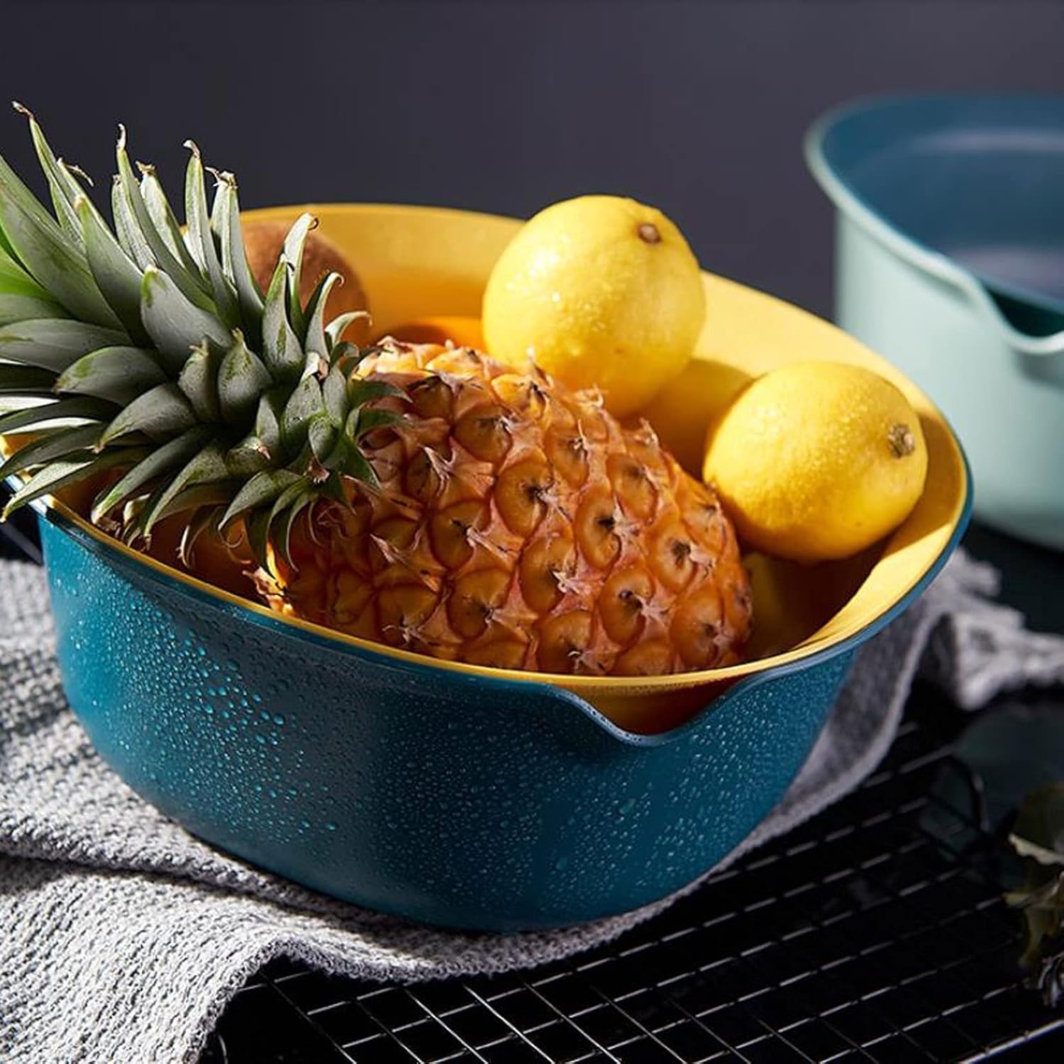 Colander，Colander Strainer，Colander Strainer Basket，Sink Strainer Colander Drain Basket 2-in-1Kitchen Colander Set Plastic Drain Basket Large Household Kitchen Sink Filter Bowl for Washing Fruits Vege