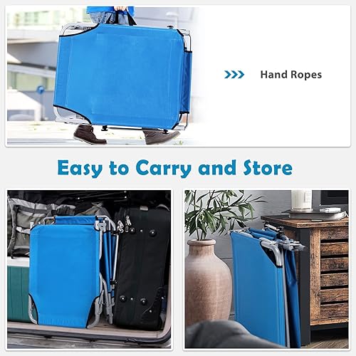 Miniatura 5 de Tangkula Tumbona plegable para exteriores, silla de playa reclinable de 5 pliegues, silla reclinable para patio con toldo de 360 y bolsillo de