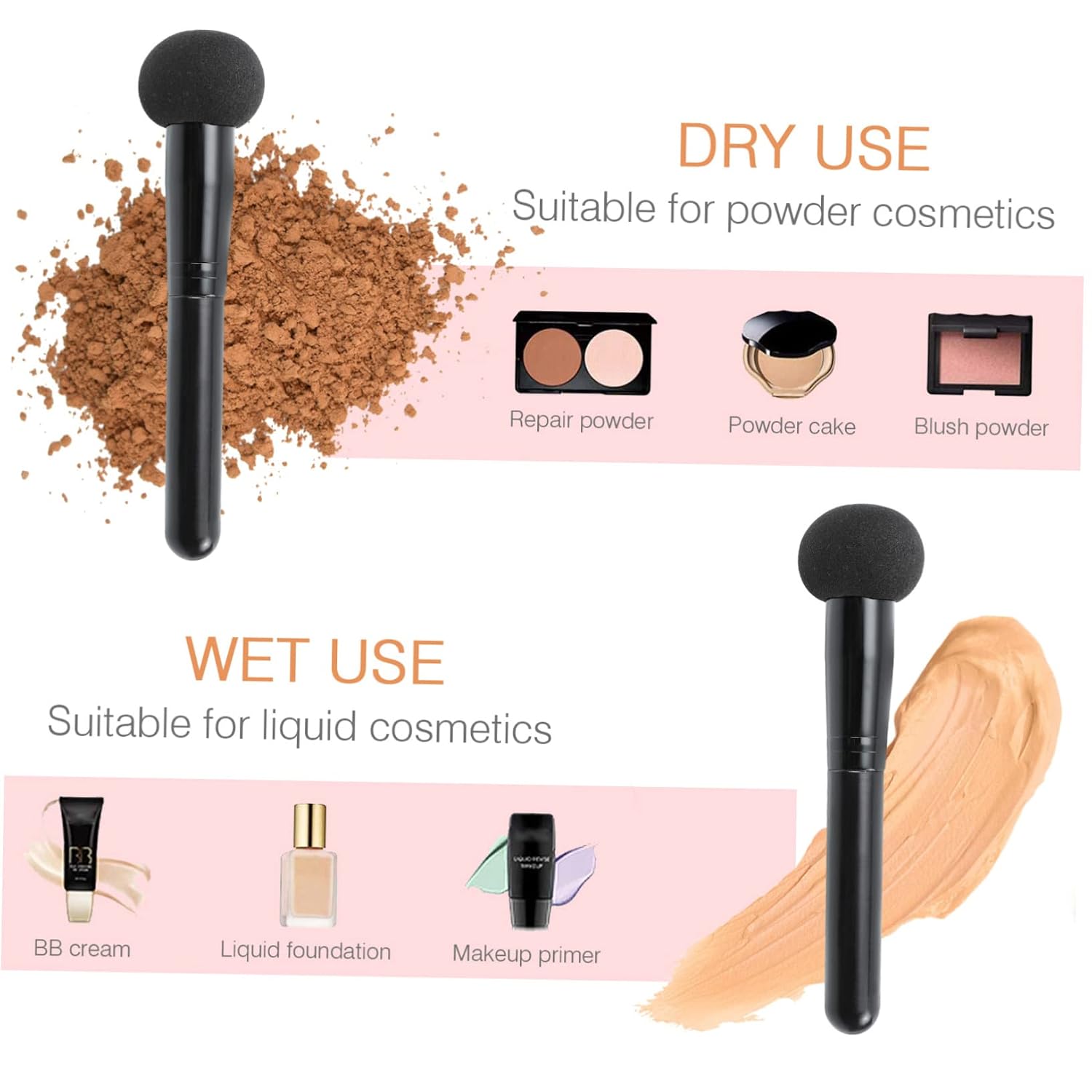 CALLARON 4pcs Sponge Makeup Puff Brush Versatile Dry Wet Cosmetics Powder Puff Soft Handle