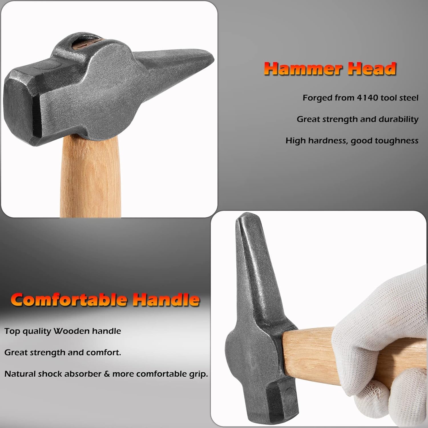 Martillo de herrero con ojales para herramientas superiores, se utiliza con un martillo de impacto, ideal para forjar en caliente