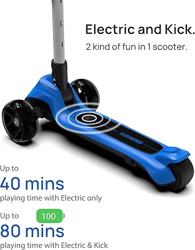 Miniatura 2 de ELECOSMOS Patinete eléctrico para niños de 4 a 9 años, scooter de 3 ruedas con luces LED grandes, plataforma intermitente ancha, altura ajustable