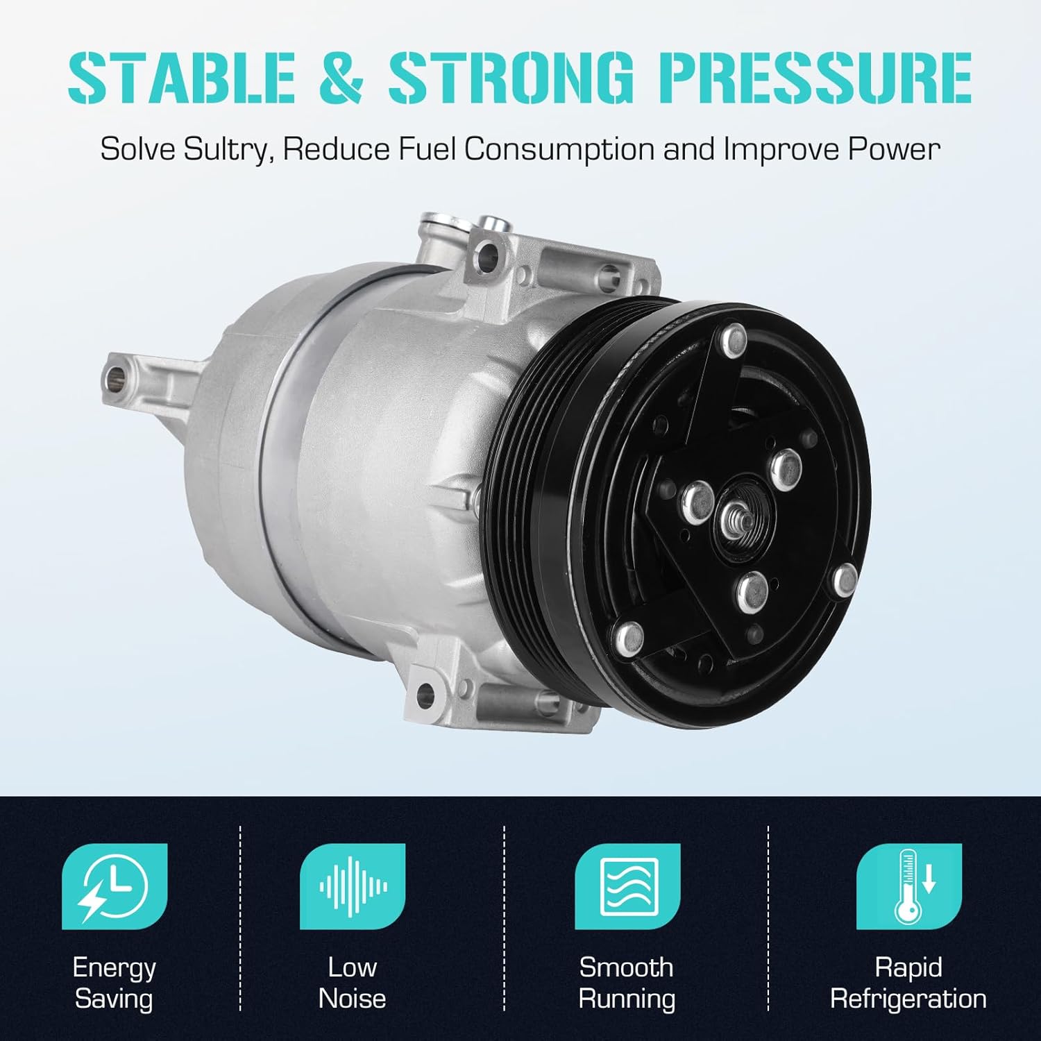 AC Compressor with A/C Clutch Fits for Chevrolet Aveo 1.6L 2009 2010 2011, Aveo5 1.6L 2009 2010 2011, Fit for Pontiac G3 1.6 2009 2010, CO 22234C, 1522234, 95907421, 6512783