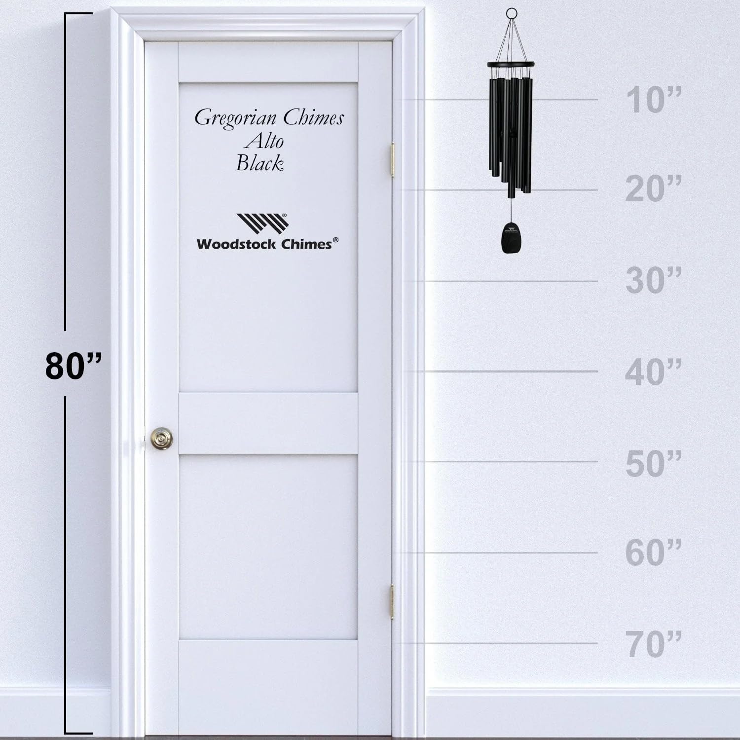 Woodstock Chimes Signature Collection, Gregorian Chimes, Alto (27'') Black, Inspirational and Memorial Wind Chimes for Outdoor, Patio, Home or Garden Décor (GABB)