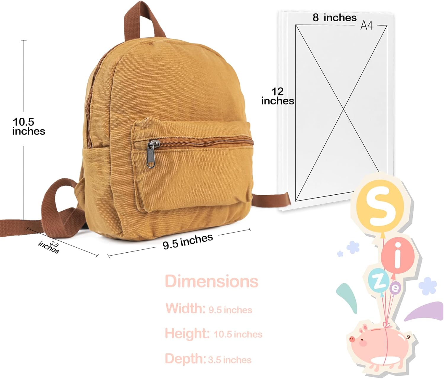 MT WORLD Small Daycare Backpack Personalized Toddler Backpack with Embroidered Name - Custom Brown Canvas Backpacks for Baby Boy - Monogram Mini Backpacks for Toddler Boys
