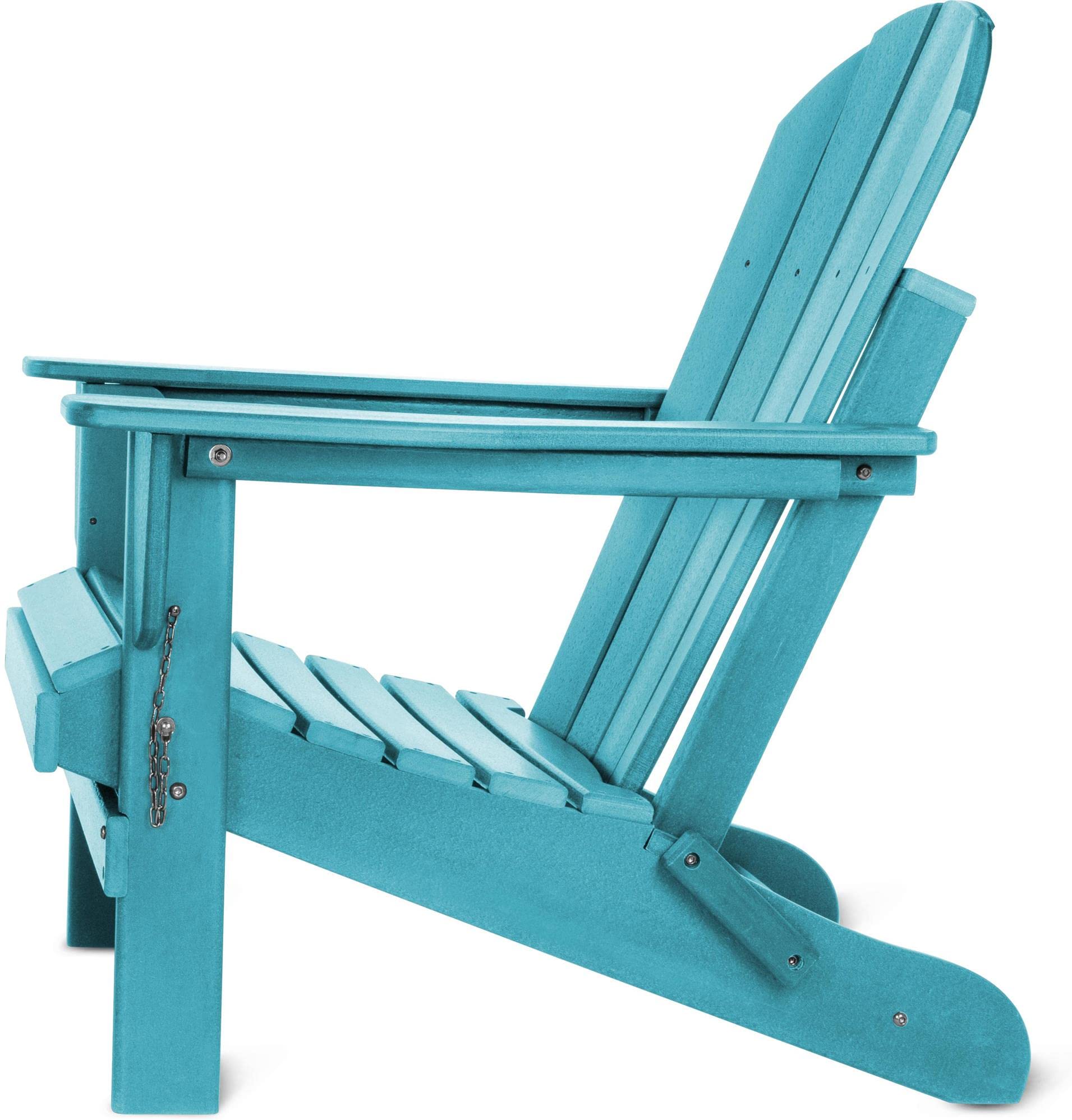 normani Original Adirondack Muskoka Stuhl - Klappbarer Gartenstuhl in Holzoptik - Gemütlicher Gartensessel aus stabilem, recyceltem und langlebigem HDPE - 150 Kg Traglast Türkis 91 cm x 75 cm x 83 cm