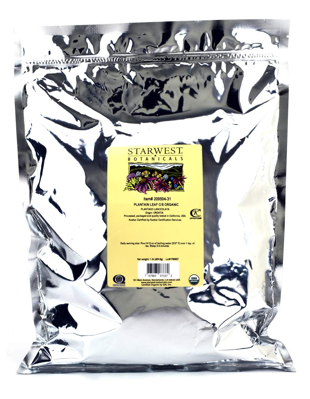 Starwest Botanicals Organic Plantain Leaf Cut & Sifted, 1 Pound
