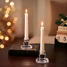 NUPTIO Candle Holder Glass Candle Holder Taper Candles: 2 Clear Taper Candle Holder Small Candle Holder Glass Candle Holder for Wedding Party Christmas Decoration Table Decoration