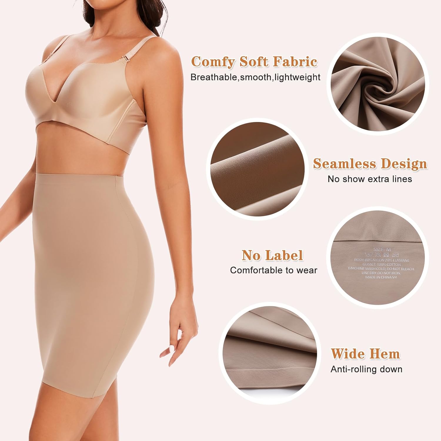 High Waist Half Slips Shapewear for Women Under Dress Shapewear Slip Skirt Tummy Control Body Shaper Skirt - Image 3