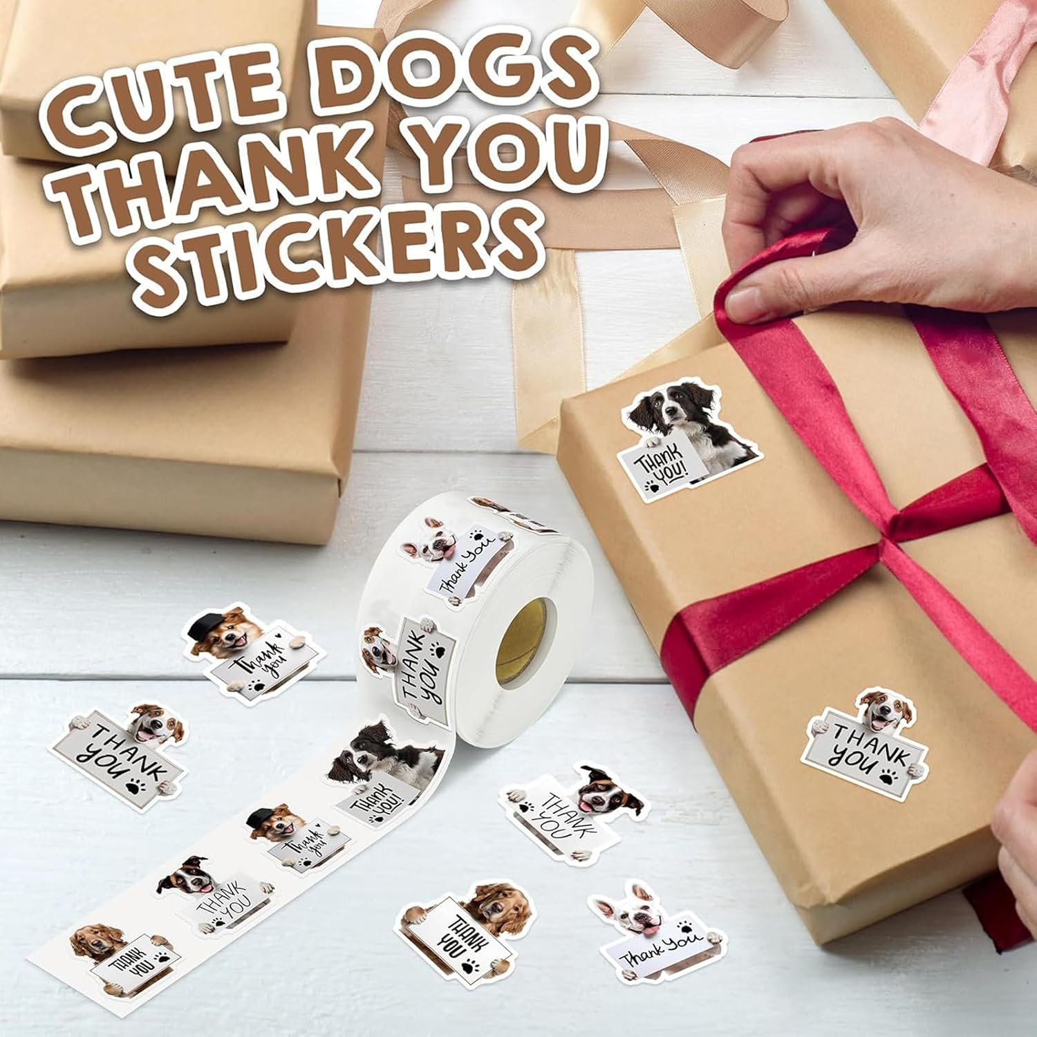 Dog Thank You Stickers,1000pcs 1.5 Inch Eye-Catching Packaging Label Stickers Self-Adhesive Labels for Envelopes Gift Wrap Craft (Dog) image 3