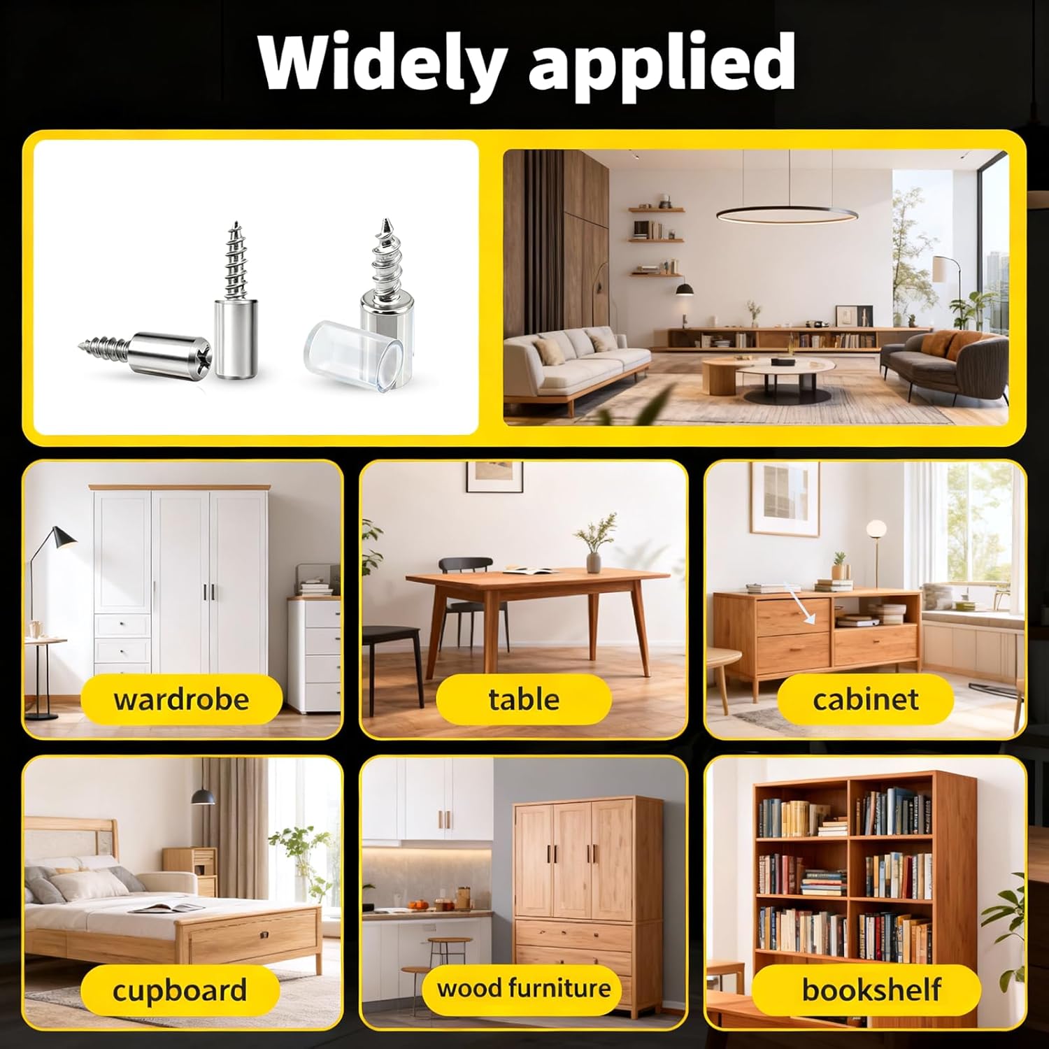 50 Pcs Self Tapping Screws Cabinet Laminate Support, Shelf Pins with Non-Slip Sleeve, Fixed Support Self-Tapping Cross Screw, Cabinet Shelf Pegs for Kitchen Utensils, Bookcases and Wardrobes