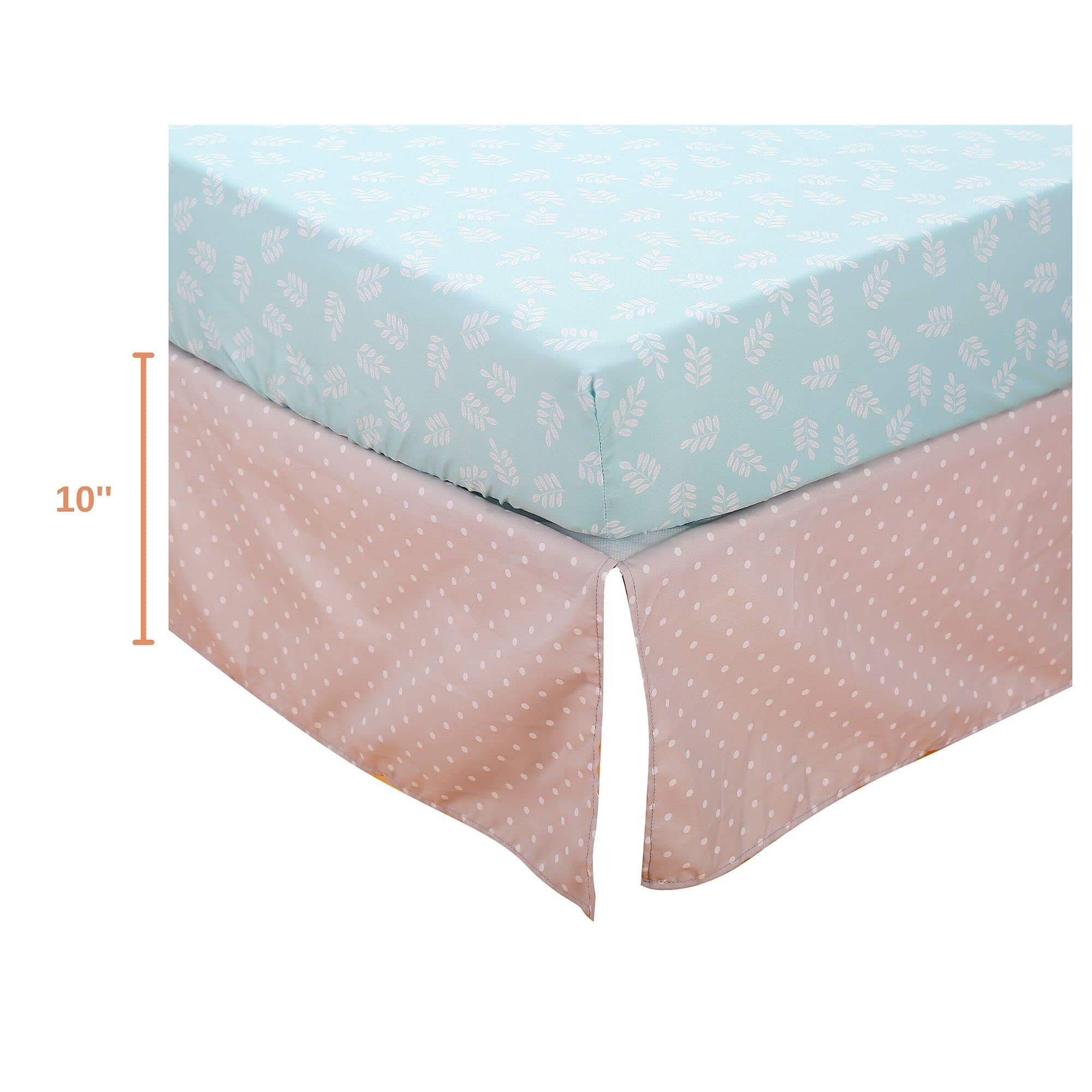 Baby Bees Juego de ropa de cama de cuna de safari de animales de 4 piezas para niños y niñas | Juego de ropa de cama de bebé, sábana de cuna, edredón, volantes antipolvo para cuna de tamaño estándar