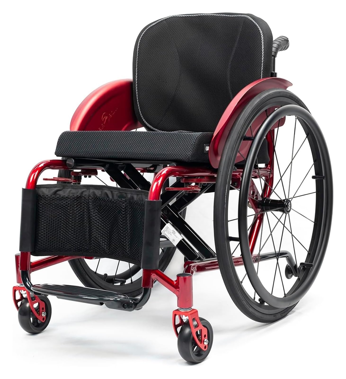 Silla de ruedas portátil de transporte, plegable, ultraligera, deportiva, deportiva, deportiva y de ocio, silla de ruedas manual de aleación de aluminio autopropulsada (rojo A, ancho del asiento: 36
