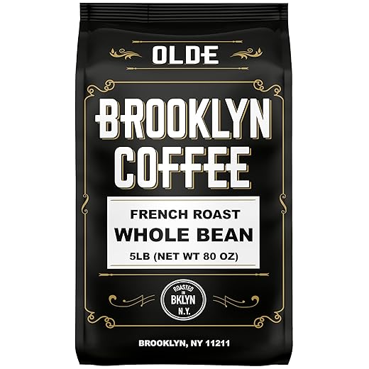 FRENCH ROAST Whole Bean Coffee - DARK ROAST - For A Classic Black Coffee, Breakfast, House Gourmet, Dark Espresso - Roasted in New York - 5 Pound (5 lb) Bag
