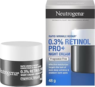 Neutrogena Rapid Wrinkle Repair 0.3% Retinol Pro+ Night Cream, Night Face Moisturizer with Retinol, Fragrance Free, 50ml