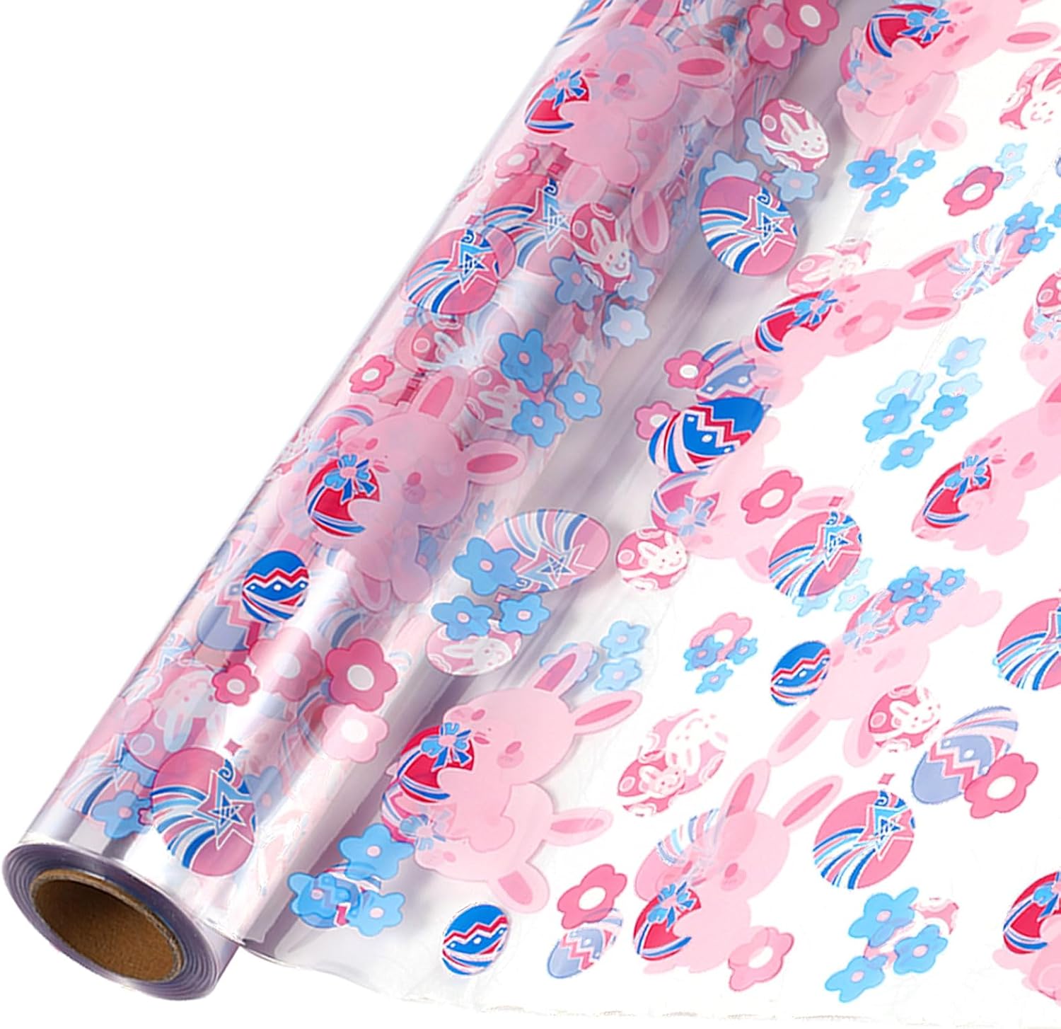 shareluck 100ft Easter Cellophane Wrap Roll - Easter Cello Wrapping Paper for Gift Baskets, Treats-Bunny Design & Eggs Cellophane. (100ft Long x 16” Wide x 2.5Mil)