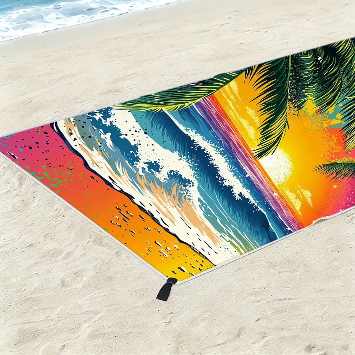 Ręcznik plażowy z mikrofibry, duży ręcznik kąpielowy 100 x 220 cm, zestaw 2 szt. szybkoschnących prześcieradeł kąpielowych z krajobrazu, odporny na piasek ręczniki plażowe z mikrofibry do podróży